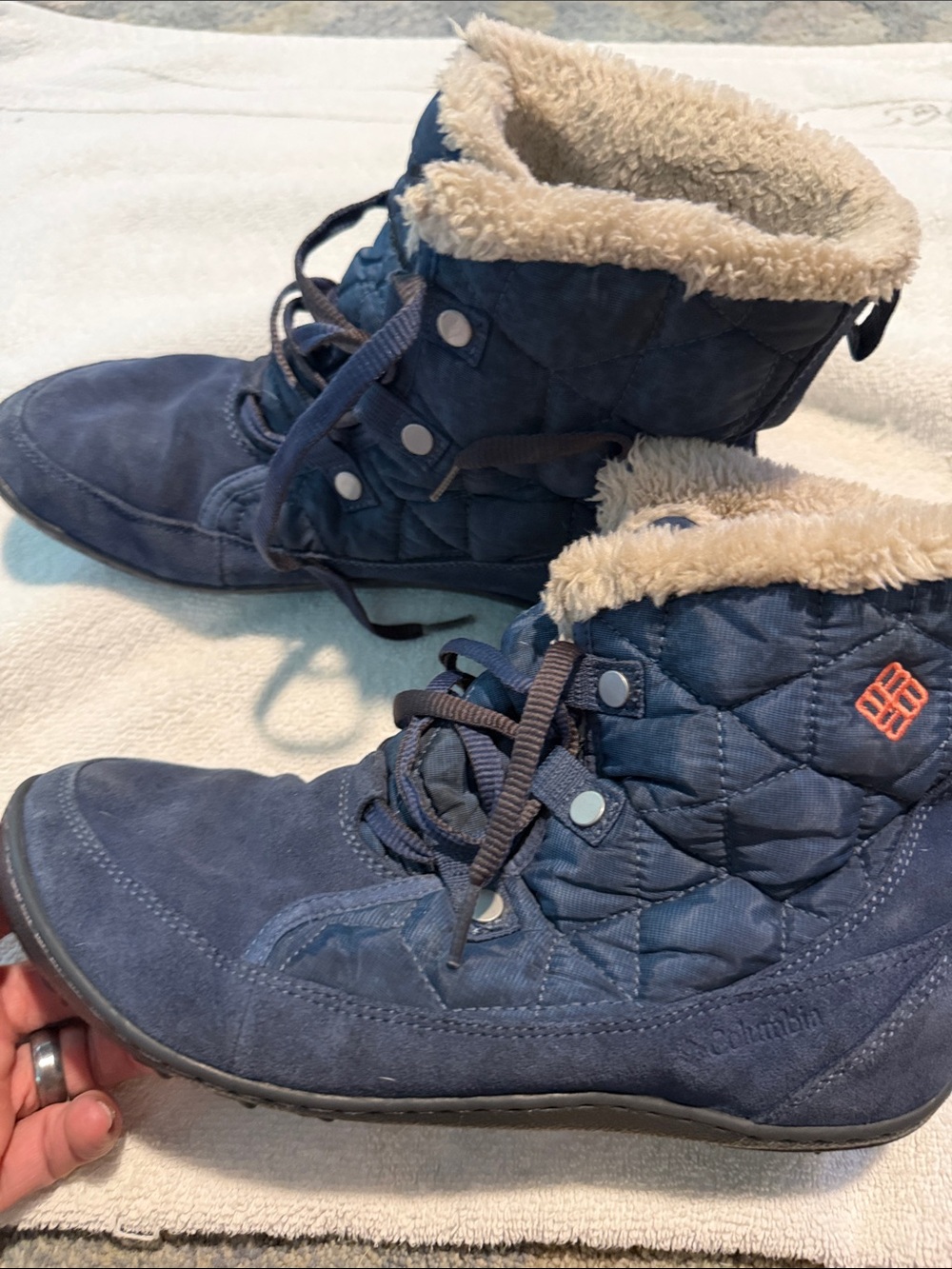 Columbia Kids Navy Quilted Faux-Shearling Ankle Boots
